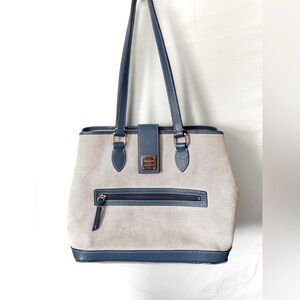 Dooney & Bourke blue leather &canvas shoulder bag